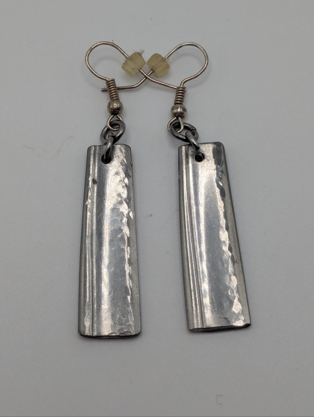 Handmade Dangle Earrings From Silver Spoons, Textured, Sterling EUC